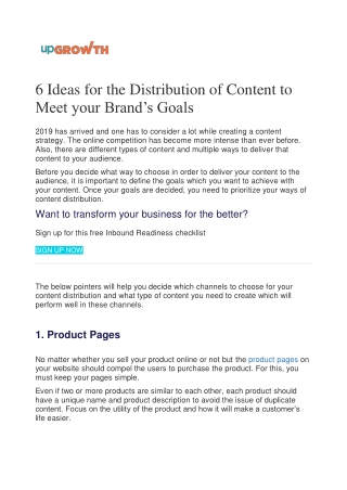 6 Ideas for the Distribution of Content to Meet your Brand’s Goals