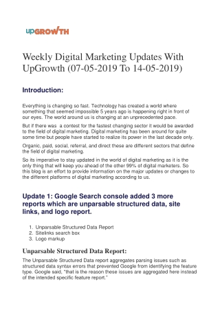 Weekly Digital Marketing Updates With UpGrowth (07-05-2019 To 14-05-2019)