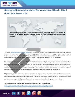 Neuromorphic Computing Market Is Expected to Witness Higher Demands Till 2024