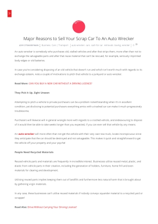 Sell Your Scrap Car To An Auto Wrecker