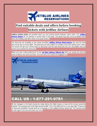 Find suitable deals and offers before booking tickets with JetBlue Airlines