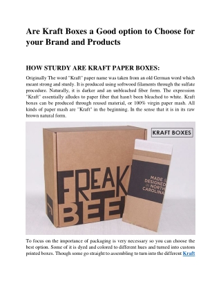Are Kraft Boxes a Good option to Choose for your Brand and Products