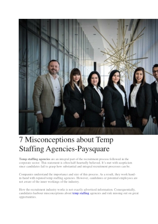 7 Misconceptions about Temp Staffing Agencies-Paysquare