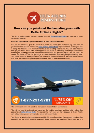 How can you print-out the boarding pass with Delta Airlines Flights?