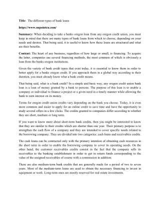 The different types of bank loans