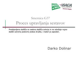 Smernica G37 Proces upravljanja sestavov
