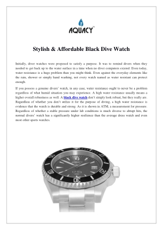 Stylish & Affordable Black Dive Watch