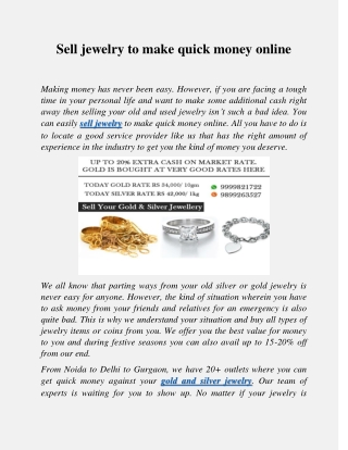 Sell silver jewellery for cash