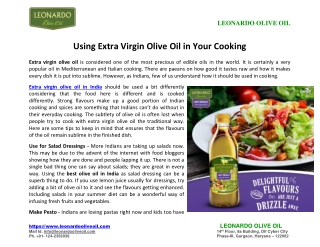 Using Extra Virgin Olive Oil In Your Cooking