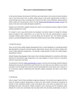 Why career in android development is bright?