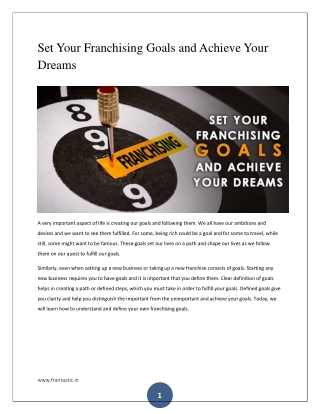 Set Your Franchising Goals and Achieve Your Dreams