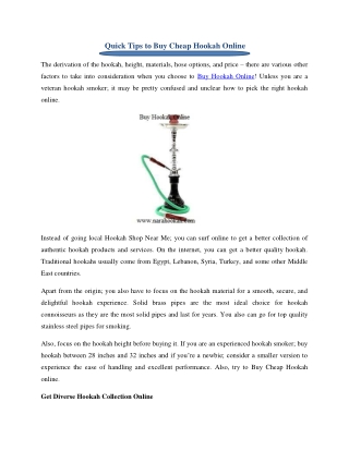 Quick Tips to Buy Cheap Hookah Online
