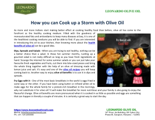 How you can Cook up a Storm with Olive Oil