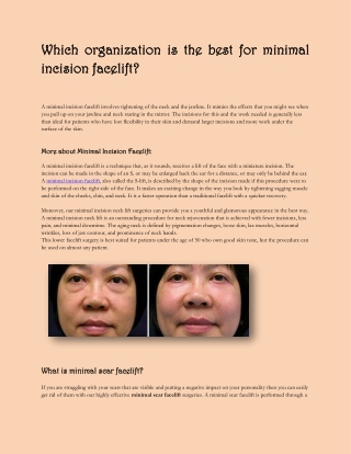 Which organization is the best for minimal incision facelift?