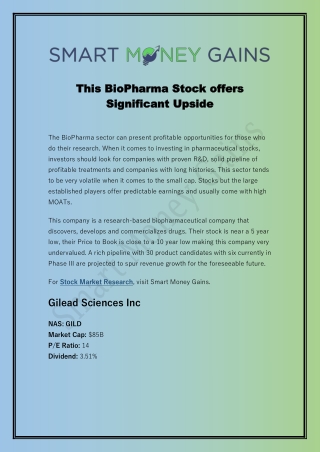 This BioPharma Stock offers Significant Upside