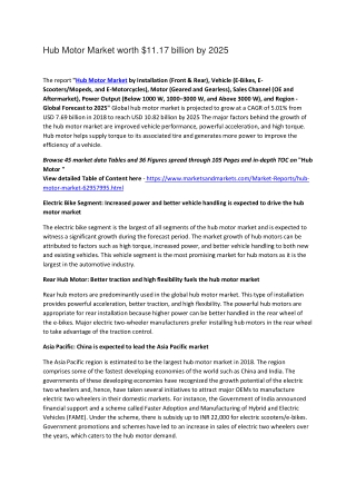 Hub Motor Market worth $11.17 billion by 2025