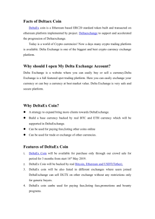 Facts of Delta Exchange