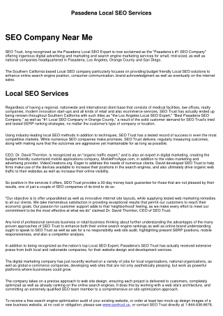 Pasadena Local SEO Services