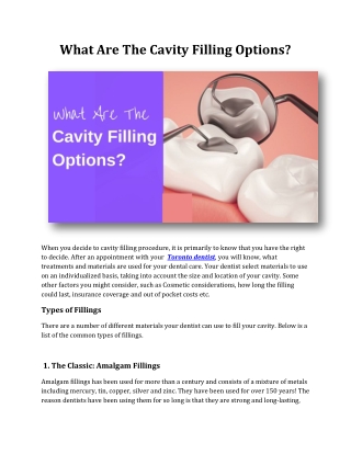 What Are The Cavity Filling Options?