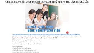 Chiêu sinh lớp Bồi dưỡng chuẩn chức danh nghề nghiệp giáo viên tại Đắk Lắk