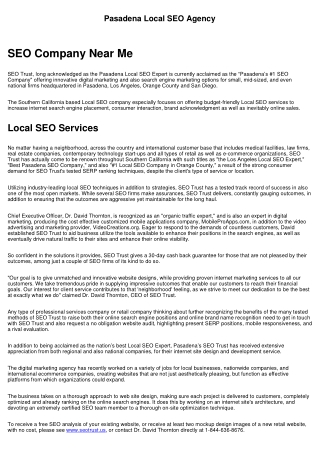 Pasadena Local SEO Agency