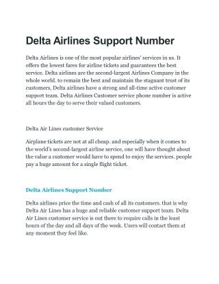 1877-546-7370 Delta Airlines Support Number