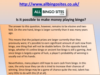 Is it possible to make money playing bingo?