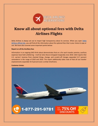 Know all about optional fees with Delta Airlines Flights