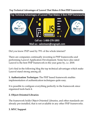 Top Technical Advantages of Laravel That Makes It Best PHP frameworks