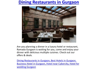 Dining Restaurants in Gurgaon