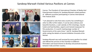 Sandeep Marwah Visited Various Pavilions at Cannes