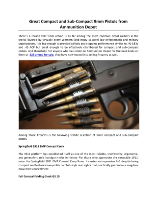 Great Compact and Sub-Compact 9mm Pistols from Ammunition Depot