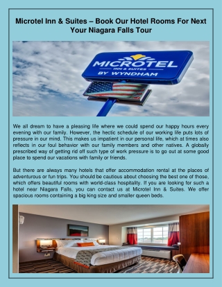 Microtel Inn & Suites – Book Our Hotel Rooms For Next Your Niagara Falls Tour