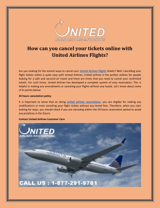 How can you cancel your tickets online with United Airlines Flights?