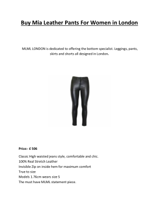 Buy Mia Leather Pants For Women in London