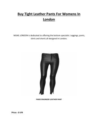 Buy Tight Leather Pants For Womens In London