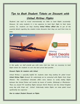 Tips to Book Student Tickets on Discount with United Airlines Flights