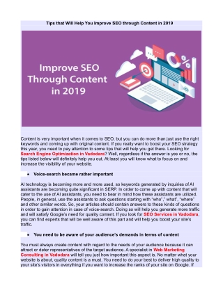 Tips That Will Help You Improve SEO through Content in 2019
