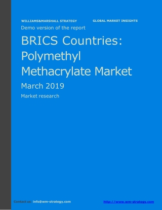 WMStrategy Demo BRICS Countries Polymethyl Methacrylate Market March 2019