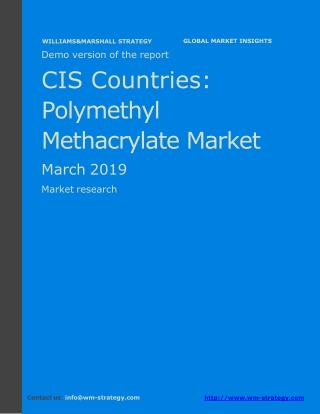 WMStrategy Demo CIS Countries Polymethyl Methacrylate Market March 2019