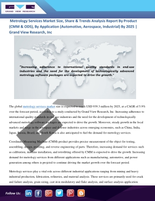 Metrology Services Market Is Anticipated to Witness Strong Growth by 2025