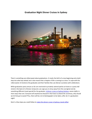 Graduation Night Dinner Cruises In Sydney