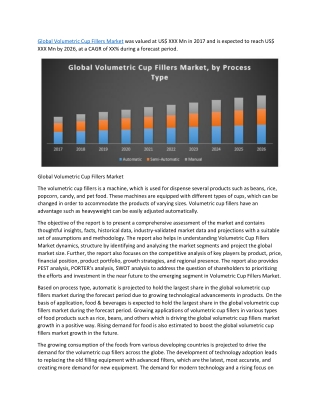 Global Volumetric Cup Fillers Market