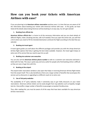 How Can You Book Your Tickets with American Airlines with Ease?