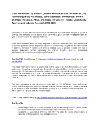 Microtome Market - Global Opportunity Analysis and Industry Forecast, 2018-2025