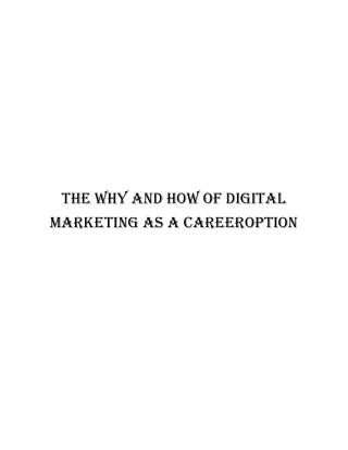 The Why and How of Digital Marketing as a Career Option