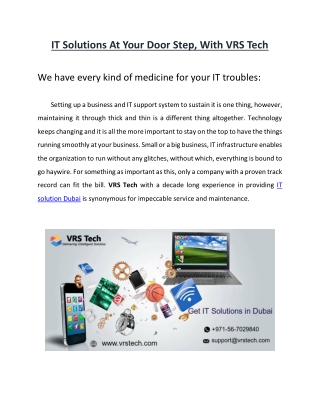 Best IT Solutions and Support Services Provider Dubai,UAE-VRS TEch