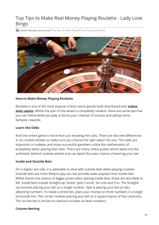 Top Tips to Make Real Money Playing Roulette