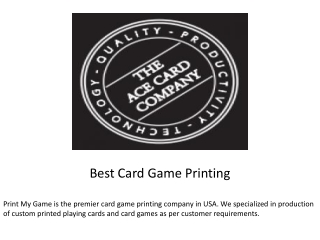 Best Card Game Printing