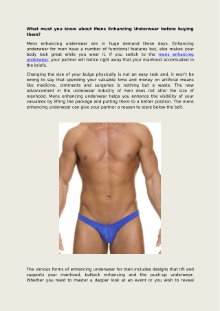 What must you know about Mens Enhancing Underwear before buying them?